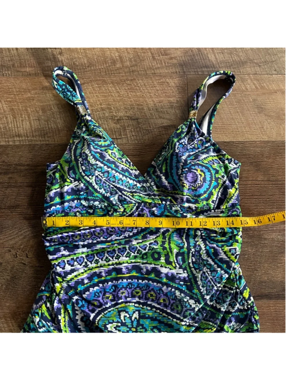 Women's Lauren Ralph Lauren Swimsuit Size 14 Blue Green Paisley Summer